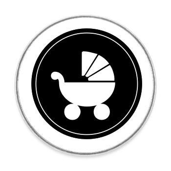 Kinderwagen baby - Runder Kühlschrankmagnet - Weiß - Vorne