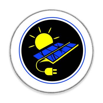Photovoltaic system symbol solar energy - Round  fridge magnet - white - Front