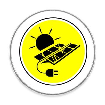 Solar energy photovoltaic system symbol - Round  fridge magnet - white - Front