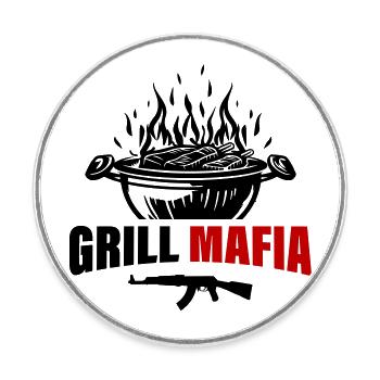 Grill Mafia - Round  fridge magnet - white - Front