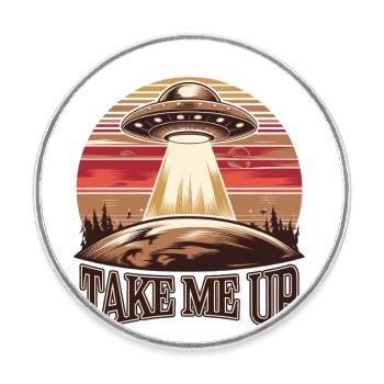 UFO Abduction Retro - Round  fridge magnet - white - Front