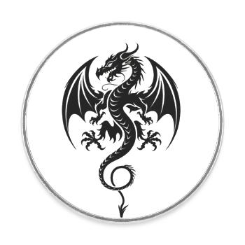 Style de tatouage de dragon tribal - Magnet rond - blanc - Devant