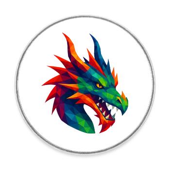 WPAP Stil Tiere - Drache - Runder Kühlschrankmagnet - Weiß - Vorne