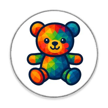 WPAP Polygon Kawaii Style Baby Teddy Bear - Round  fridge magnet - white - Front