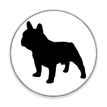 Le Bouledogue Français et son ombre. - Magnet rond - blanc - Devant