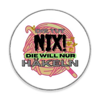 Die Tut Nix Die Will Nur Häkeln Orange Gelb neon - Runder Kühlschrankmagnet - Weiß - Vorne