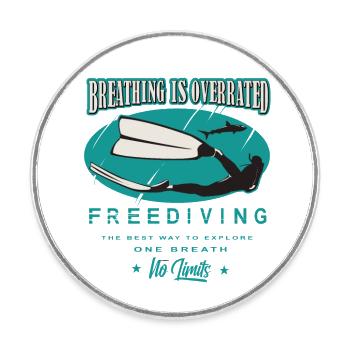Freediving Apnoe Atmen wird überbewertet Geschenk - Runder Kühlschrankmagnet - Weiß - Vorne