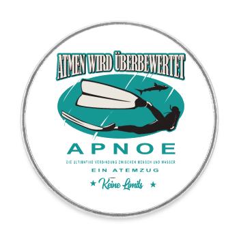 Freediving Apnoe Atmen wird überbewertet Geschenk - Runder Kühlschrankmagnet - Weiß - Vorne
