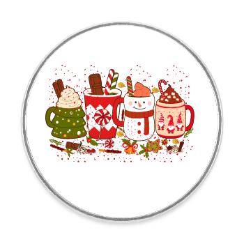Café de Noël, fête de Noël, ambiances de Noël - Magnet rond - blanc - Devant