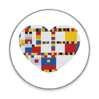 Herz mit Malerei Mondrian Victory Boogie Woogie - Runder Kühlschrankmagnet - Weiß - Vorne