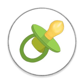 Grüner Schnuller - Baby-Schnuller - Schnuller - Runder Kühlschrankmagnet - Weiß - Vorne