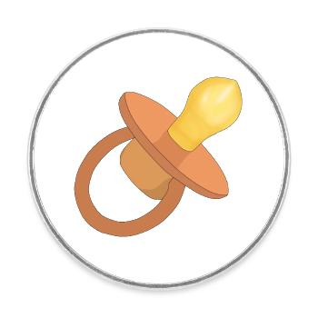Orange Schnuller - Baby Schnuller - Schnuller - Runder Kühlschrankmagnet - Weiß - Vorne