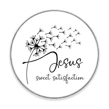 Jesus, sweet satisfaction has a chic dandelion gra - Round  fridge magnet - white - Front