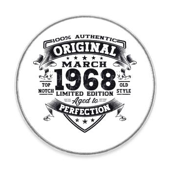 55th birthday Mann Original March Born 1968 - Round  fridge magnet - white - Front