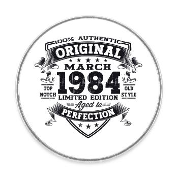 39th birthday Mann Original March Born 1984 - Round  fridge magnet - white - Front