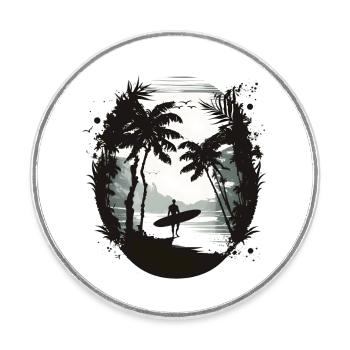 Surfer black and white - Round  fridge magnet - white - Front