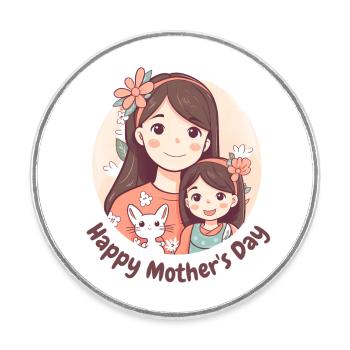 Happy Mother s day daugther and cat - Round  fridge magnet - white - Front