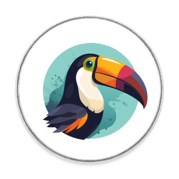 Toucan with background - Round  fridge magnet - white - Front
