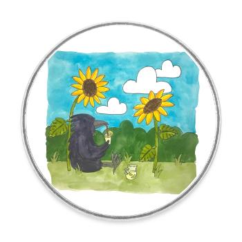 Raven Sunflowers chill Summer Lemonade Daylight Saving Time - Round  fridge magnet - white - Front