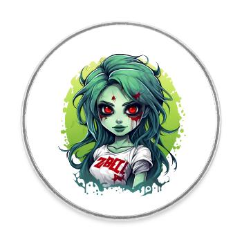 Zombie Cheerleaderin - Runder Kühlschrankmagnet - Weiß - Vorne