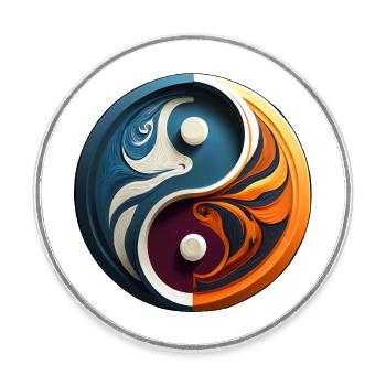 yin yang abstrait, feu et eau, dualité - Magnet rond - blanc - Devant