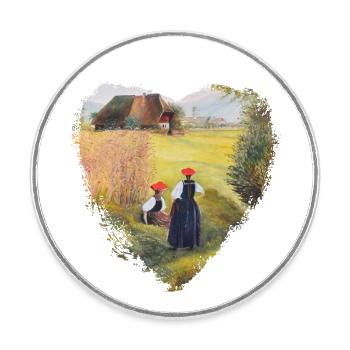 Des filles de la Forêt-Noire avec Bollenhut - Magnet rond - blanc - Devant