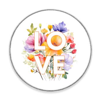 LOVE-BLUMEN-DESIGN, personalisierbar - Runder Kühlschrankmagnet - Weiß - Vorne