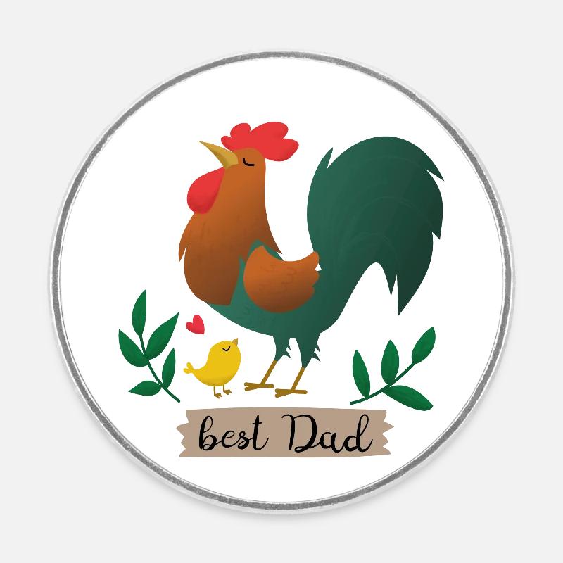 meilleur papa papa avec poussin - Magnet rond - blanc