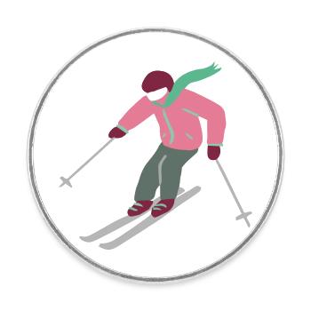 Skiing Pink Graphic - Round  fridge magnet - white - Front