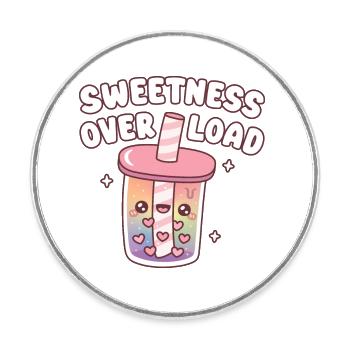 Cute Bubble Tea With Heart Boba Sweetness Overload - Round  fridge magnet - white - Front