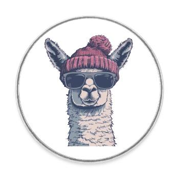 Chilllama Deluxe - Runder Kühlschrankmagnet - Weiß - Vorne