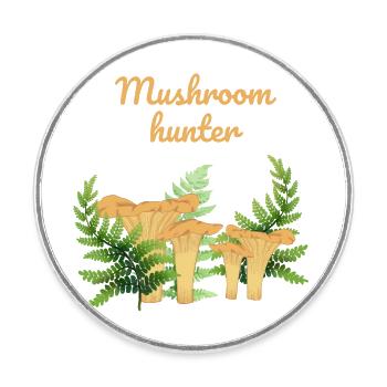 Mushroom hunter - Round  fridge magnet - white - Front
