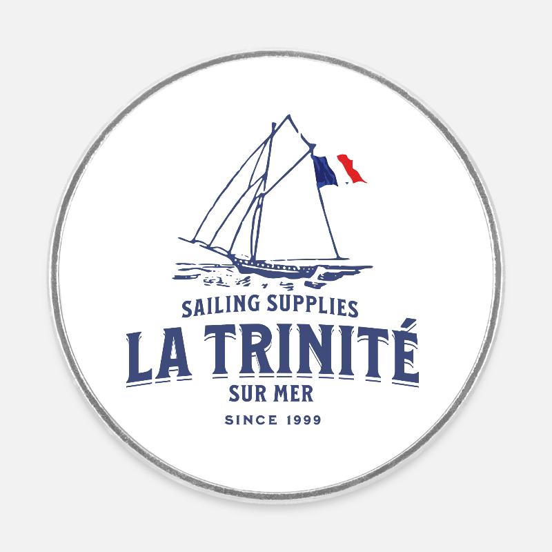 La Trinité sur mer Bretagne - Magnet rond - blanc