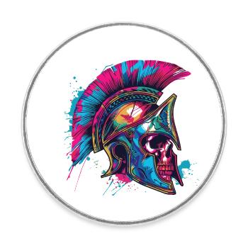 Spartaner Totenkopf Gladiator - Runder Kühlschrankmagnet - Weiß - Vorne