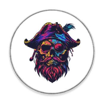 Crâne de pirate - Magnet rond - blanc - Devant