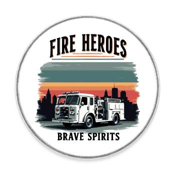 Fire Heroes – Esprits courageux - Magnet rond - blanc - Devant