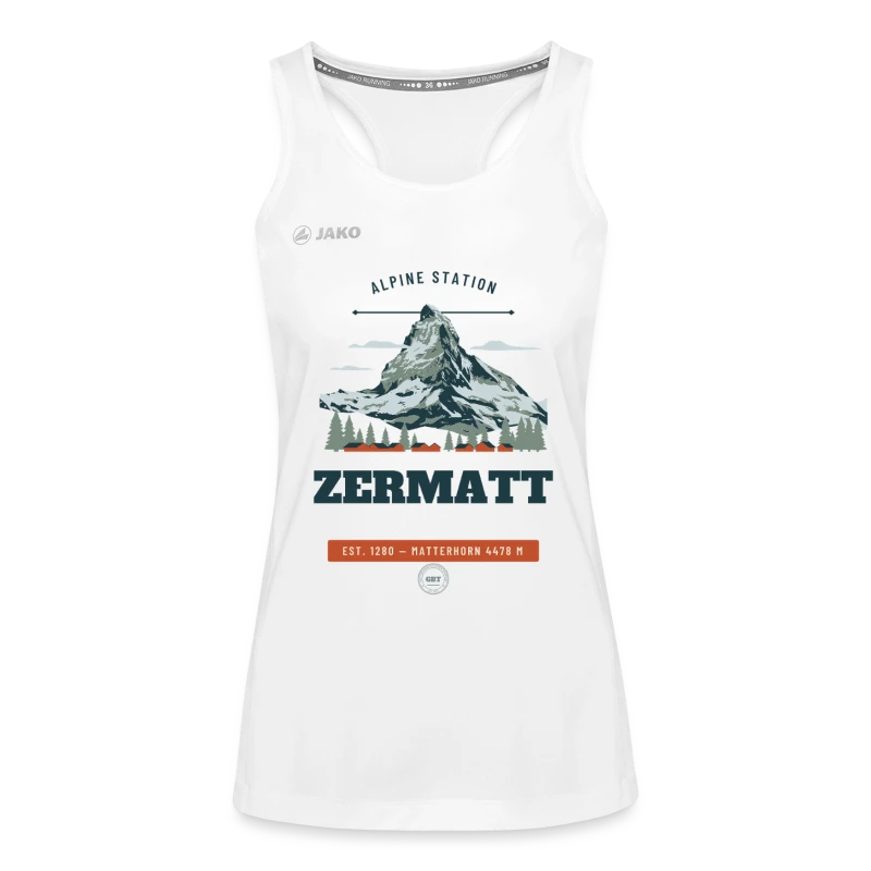 Zermatt badge on a jako women's tank top run 2.0