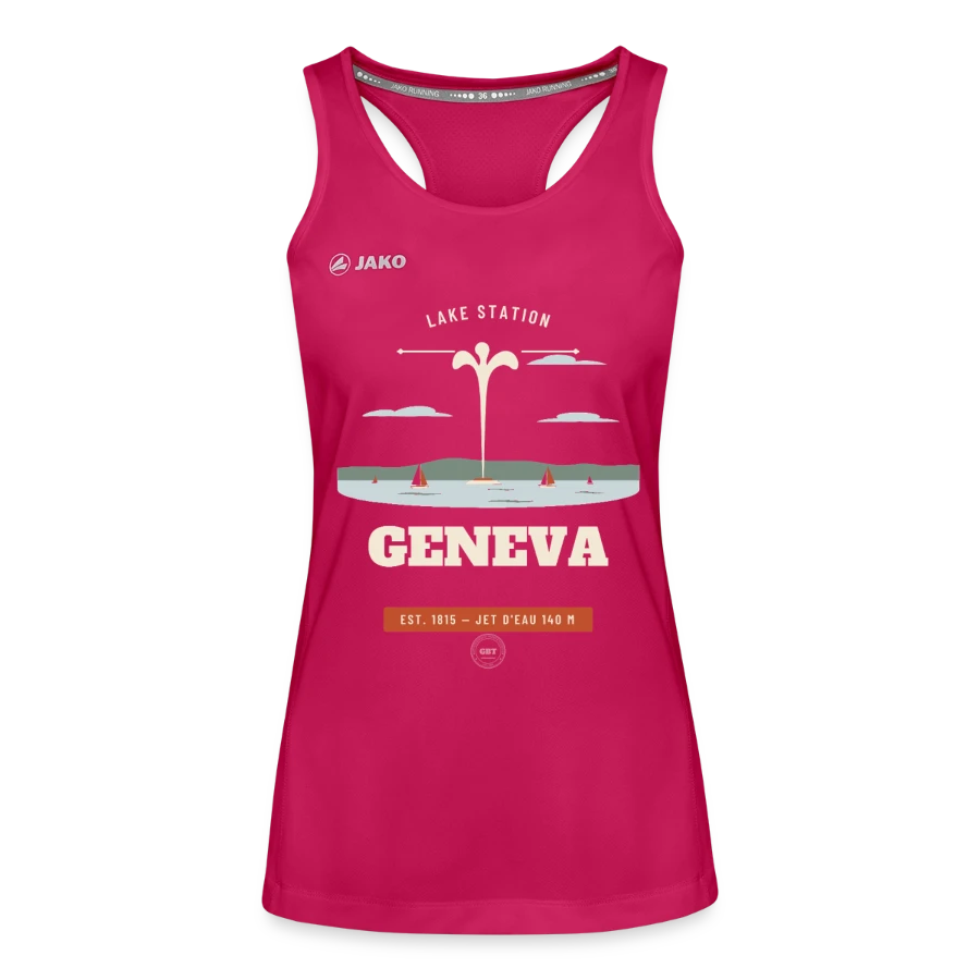 Geneva badge on a jako women's tank top run 2.0, dark pink
