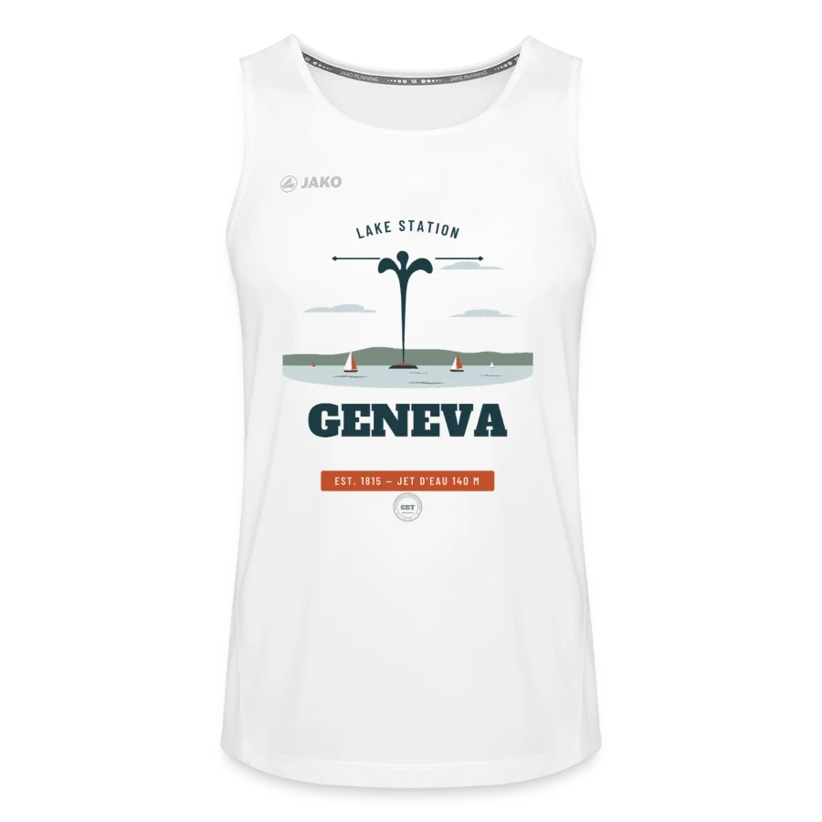 Geneva badge on a jako men's tank top run 2.0, white