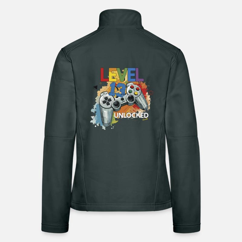 Level 13 Freigeschaltet Controller Graffiti Geburt - Frauen Softshelljacke - Dunkelgrau