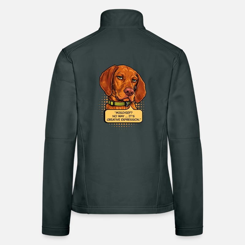 Funny Vizsla Mischief Dog – Creative Expression Women's Softshell Jacket