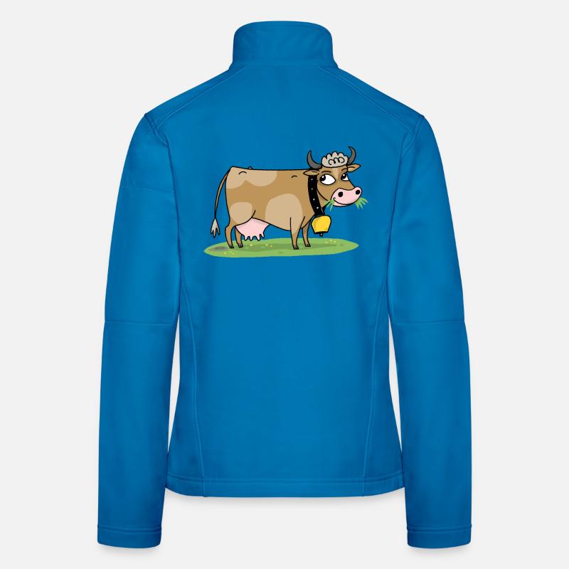 Kuh mit Glocke auf der Wiese - Frauen Softshelljacke - Lichtblau