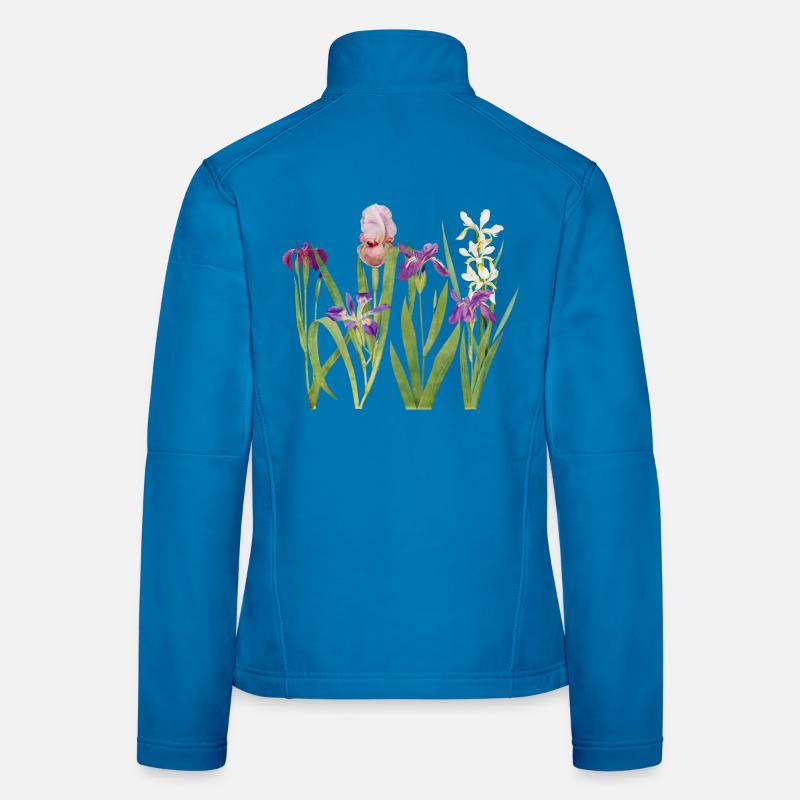 Iris sauvage et orchidée design botanique Veste en tissu softshell Femme