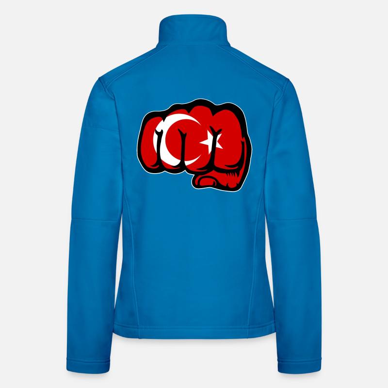 Drapeau de la Turquie main poing Veste en tissu softshell Femme