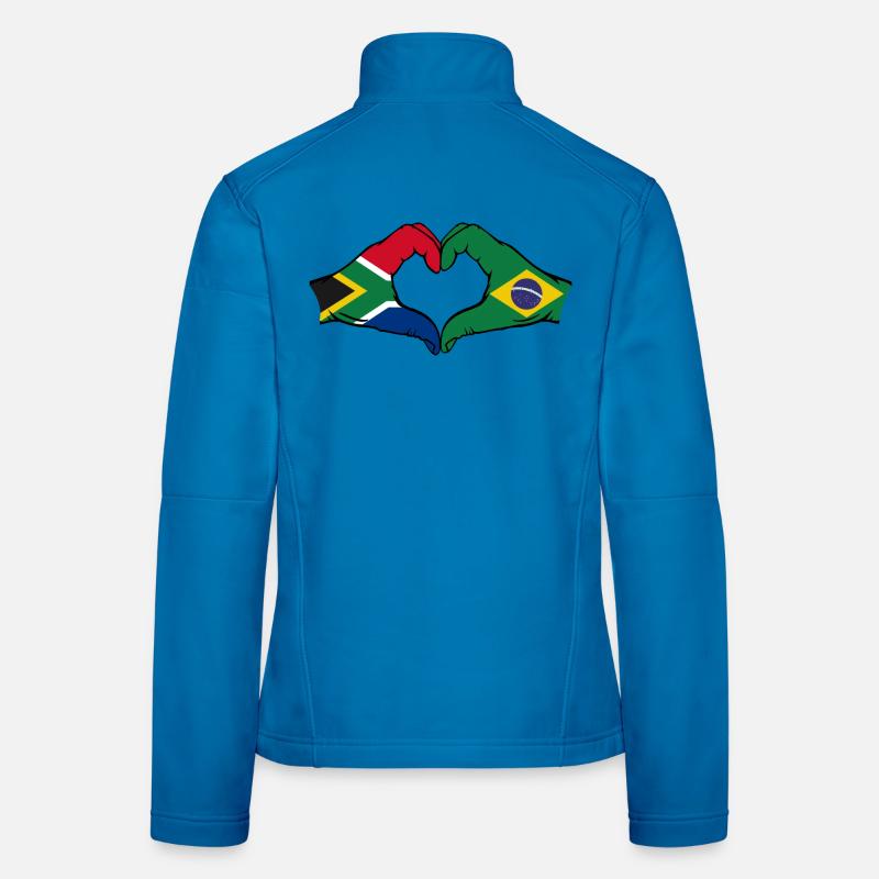 Afrique du Sud Brésil Drapeau Mains Forme De Coeur Veste en tissu softshell Femme