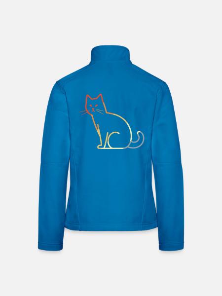 Katze Retro - Frauen Softshelljacke - Lichtblau - Hinten
