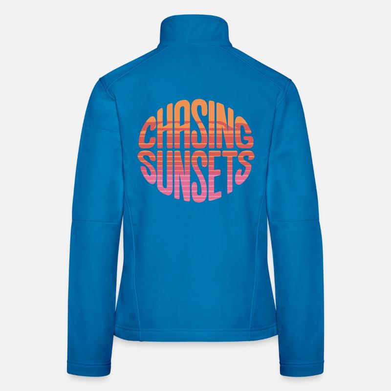 Chasing Sunsets Retro Sunset Typography Women's Softshell Jacket