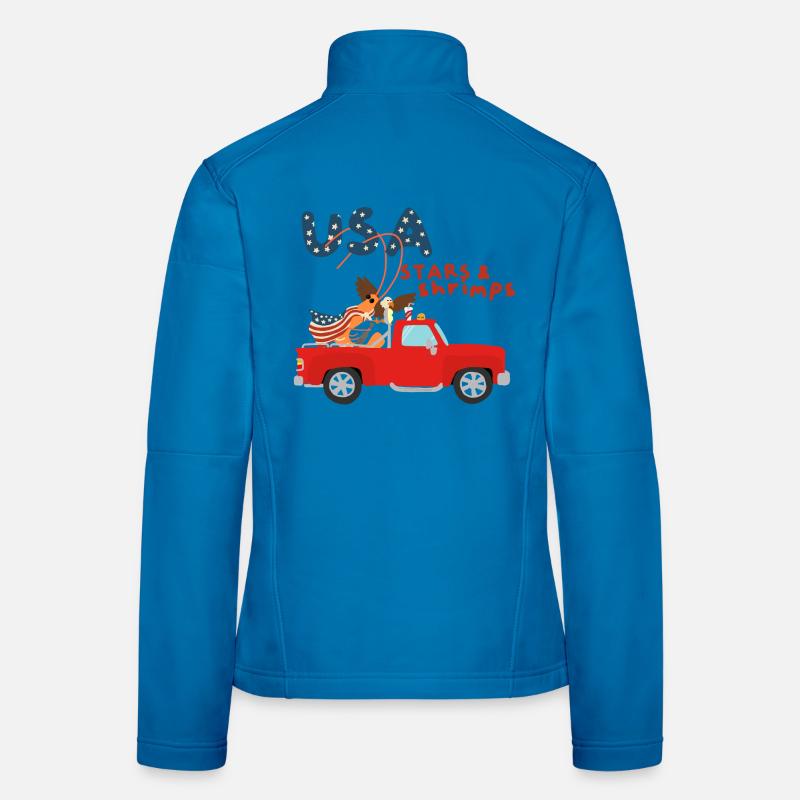American Shrimp, Stars and Stripes - Women's Softshell Jacket - light blue