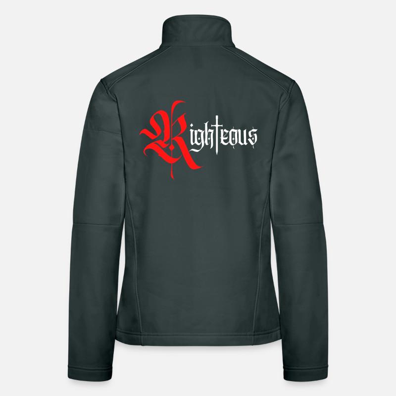 Gothique Righteous Design avec épée avec texte blanc Veste en tissu softshell Femme