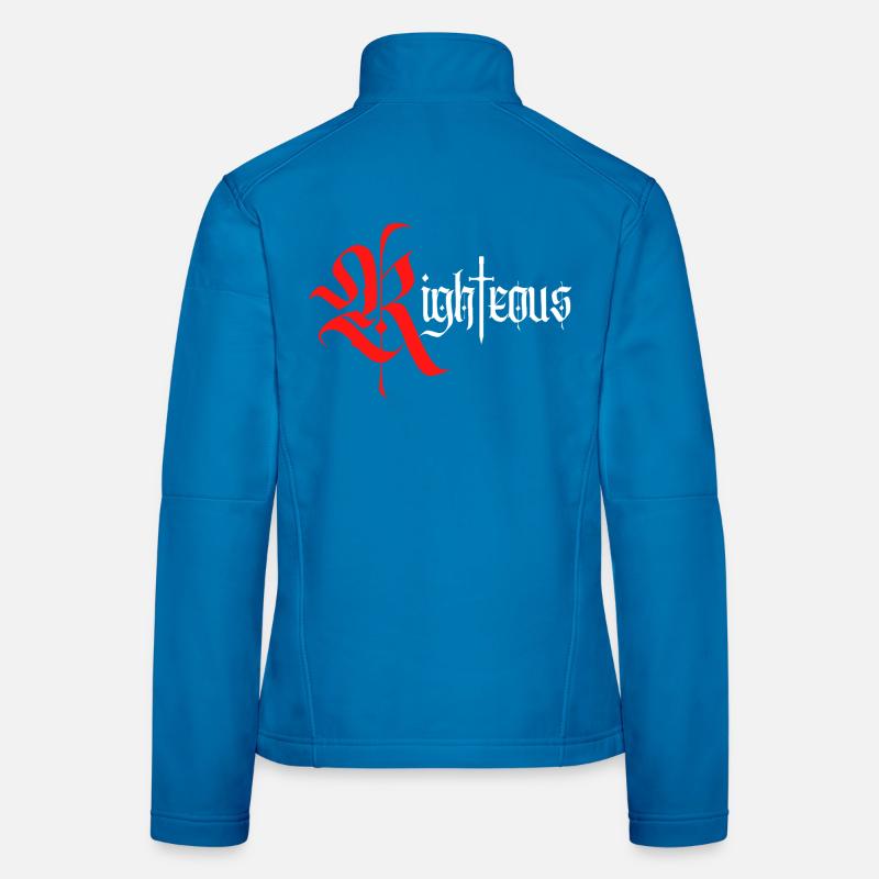 Gothique Righteous Design avec épée avec texte blanc Veste en tissu softshell Femme